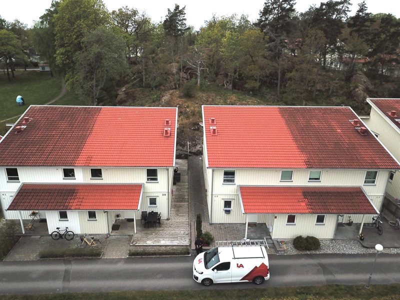 Tak under rens sett ovenfra – halvparten ferdig